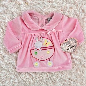Vintage velour bunny tunic with peter pan collar